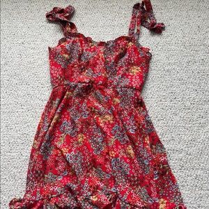 floral tie up mini dress